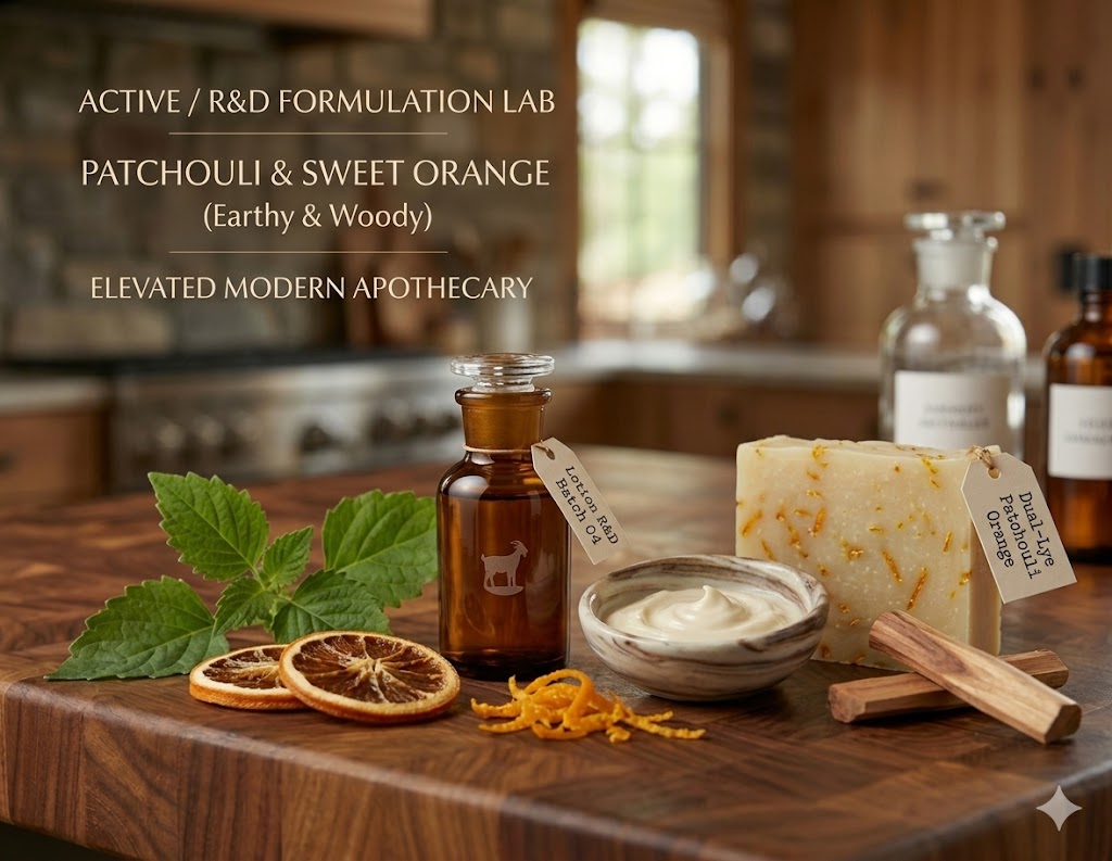 Patchouli & Sweet Orange Dual Lye Caprine Soap Formulation | R&D Concept