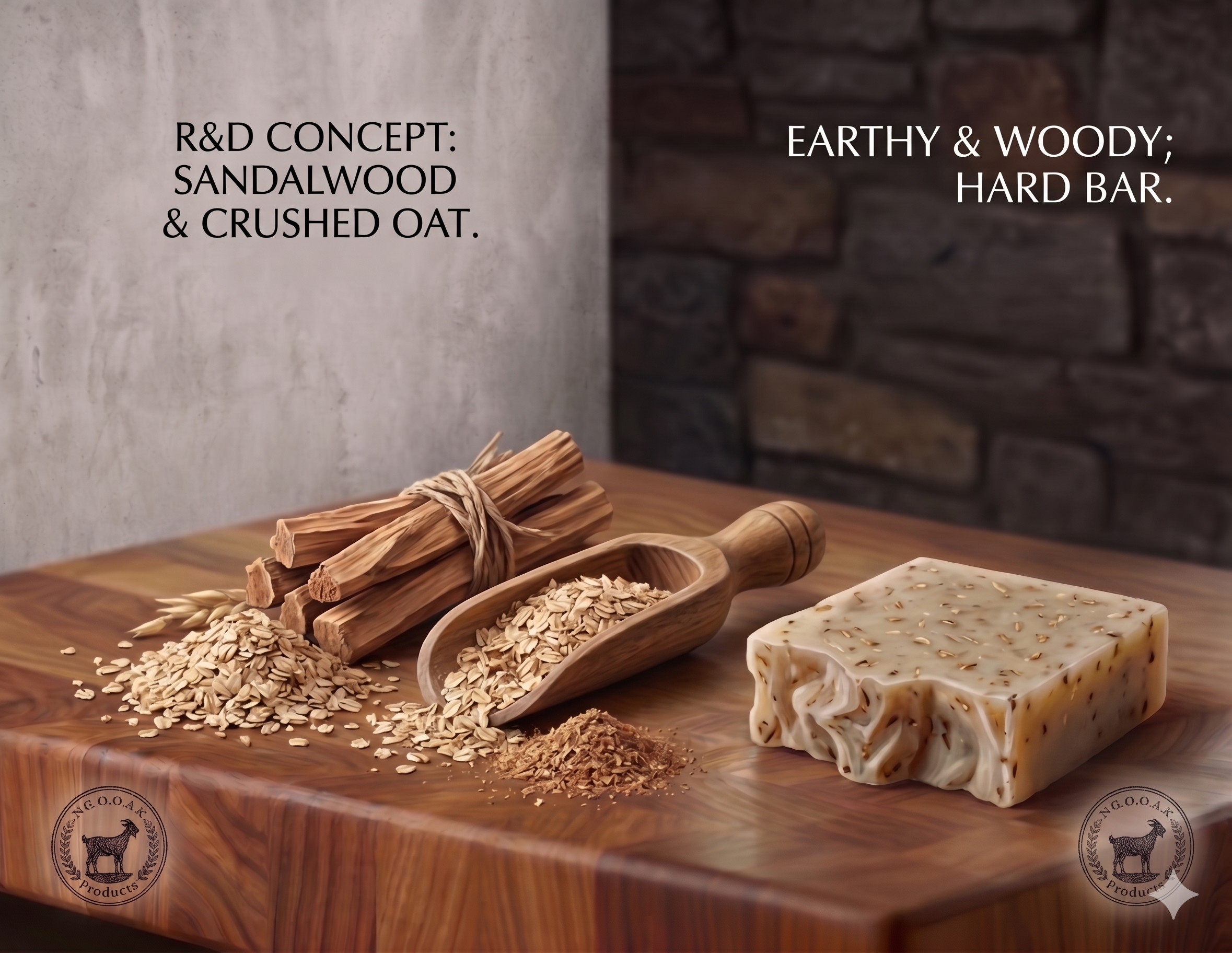 Sandalwood & Crushed Oat Caprine Soap Formulation | R&D Concept